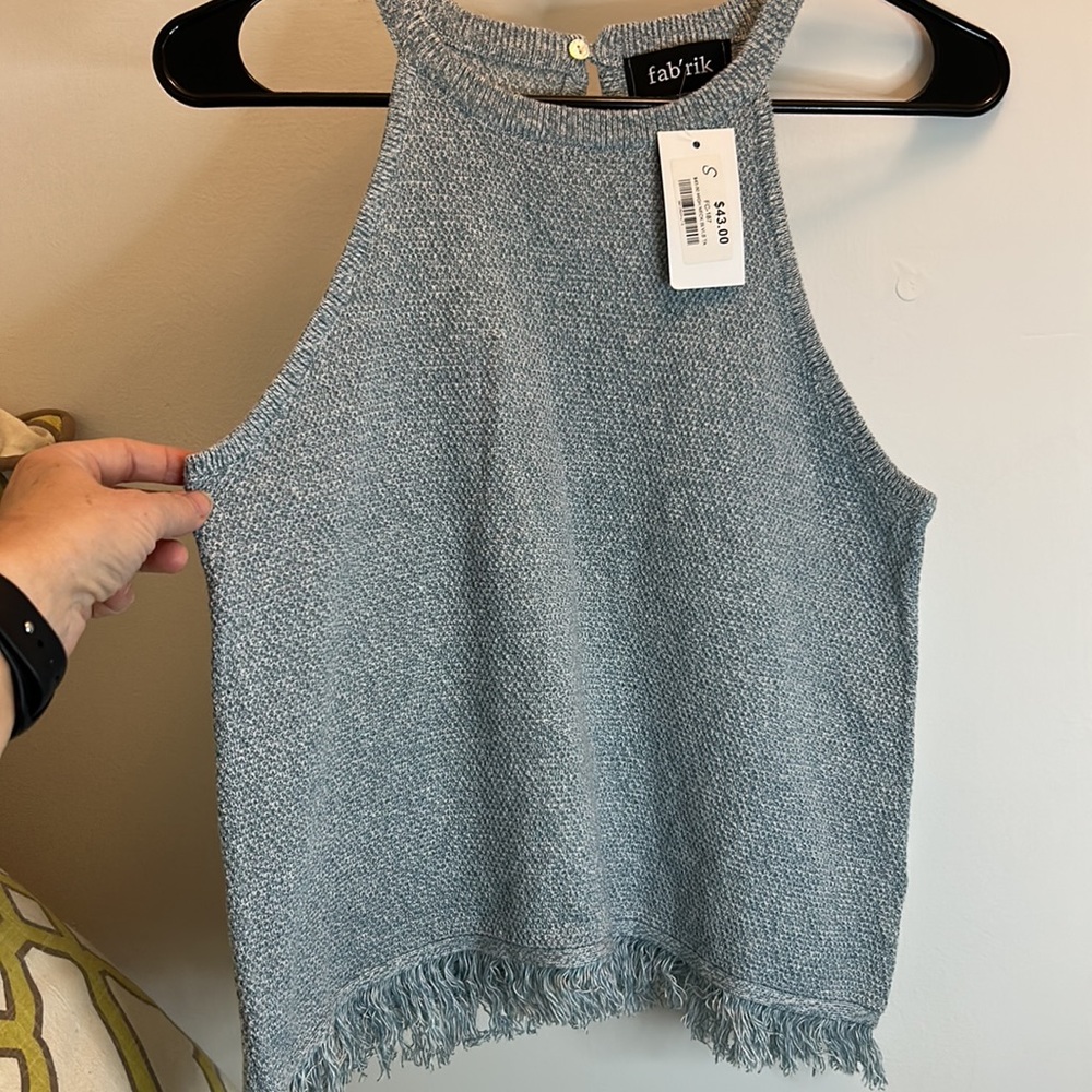 NWT Fabrik blue knit tank top S - Picture 2 of 6